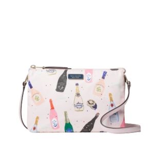 Kate Spade Dawn Champagne Triple Gusset Crossbody Bag EUC